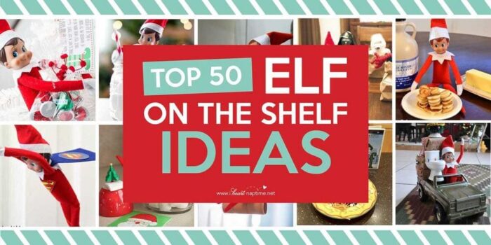 elf on the shelf ideas with text overlay