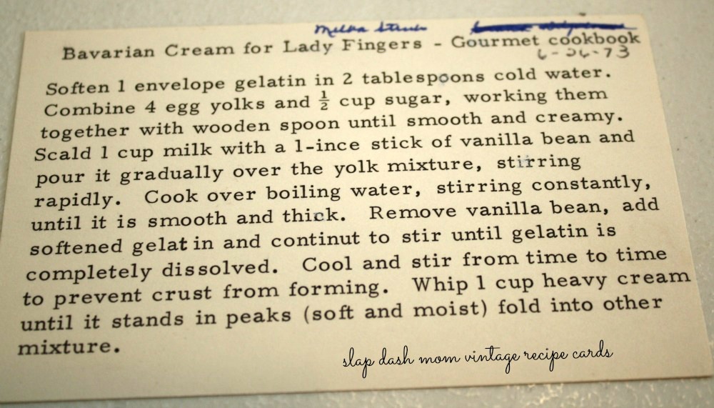 vintage recipe card bavarian cream