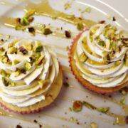 White Chocolate Cupcakes With Honey Pistachio Frosting
