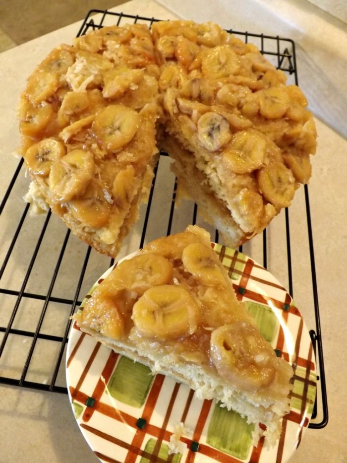 Gluten Free Banana Coconut Upside Down Cake