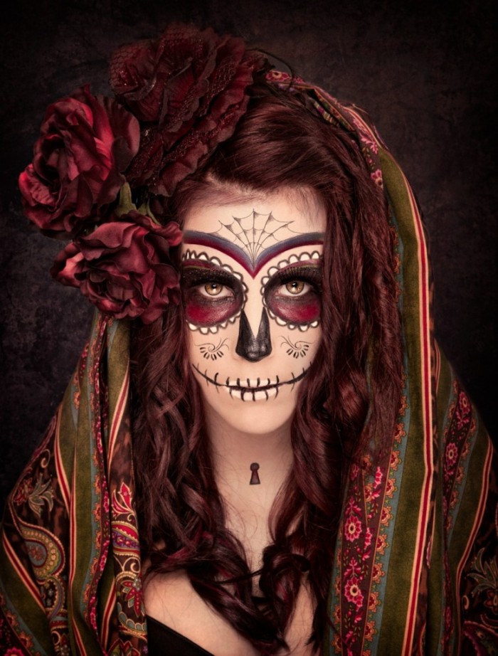 red sugar skull makeup tutorial