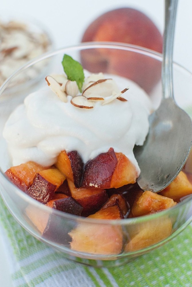 Brown Sugar Peaches With Coconut Whipped Cream