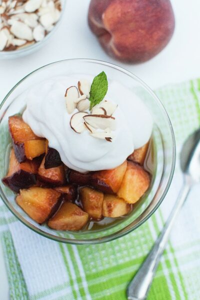 Brown Sugar Peaches With Coconut Whipped Cream