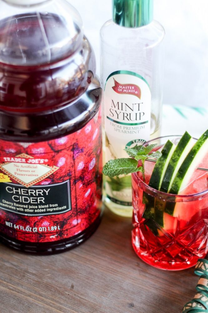 Watermelon Cherry Cider & Mint Mocktail