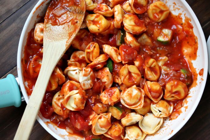 This easy tortellini bake is low fat and kid-friendly