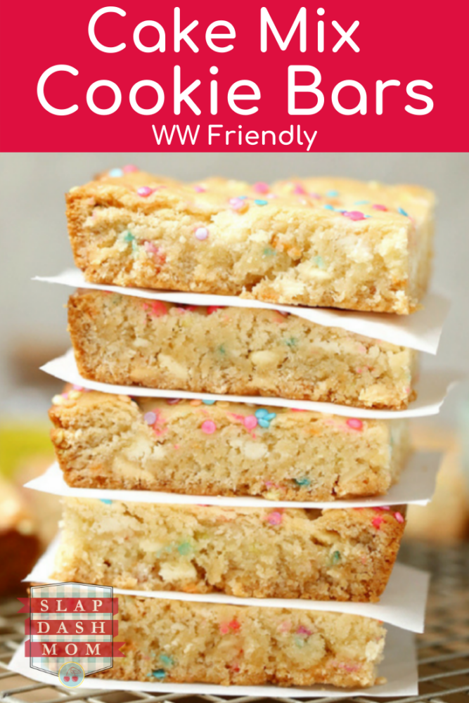 Yellow cake mix cookie bars are the perfect blend of cake and cookies! Simple ingredients makes for an easy dessert! Perfect for parties and holidays. Also WW friendly! 