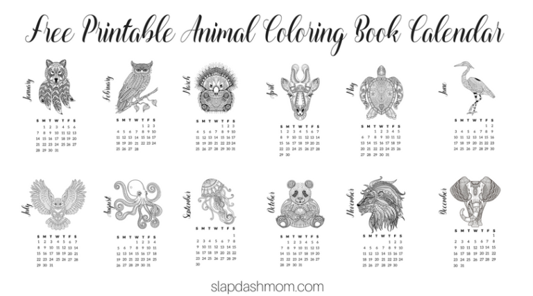 Free Printable 2018 Calendar - Mandala Coloring Pages - Slap Dash Mom