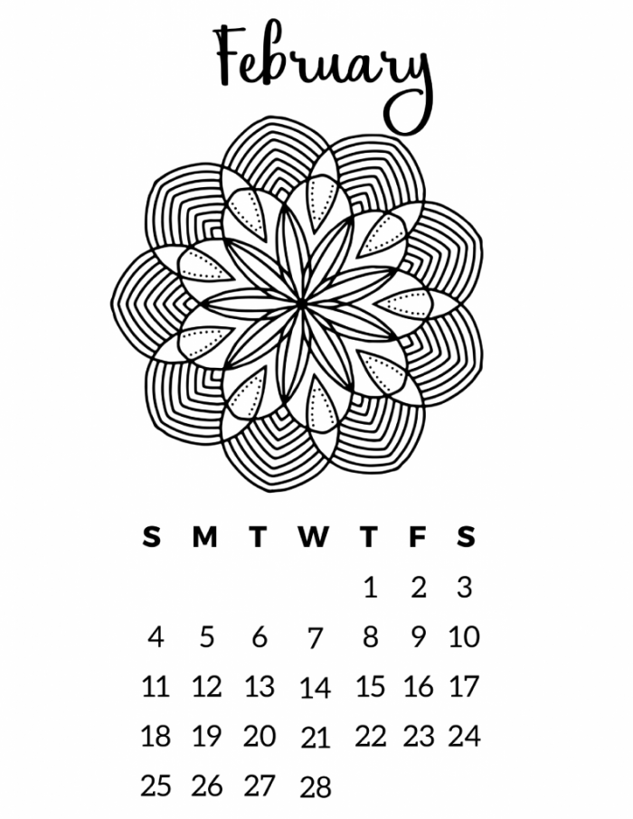 Free Printable 2018 Calendar Mandala Coloring