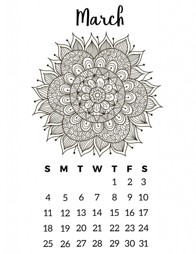 Free Printable 2018 Calendar - Mandala Coloring Pages - Slap Dash Mom