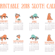 Free Printable Sloth Calendar