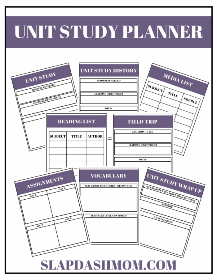 Free Unit Study Planner Printable