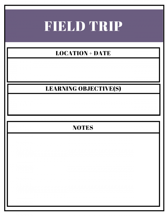 Free Unit Study Planner Field Trip