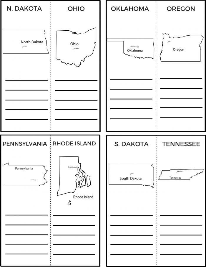 50 States and Capitals Printable Workbook