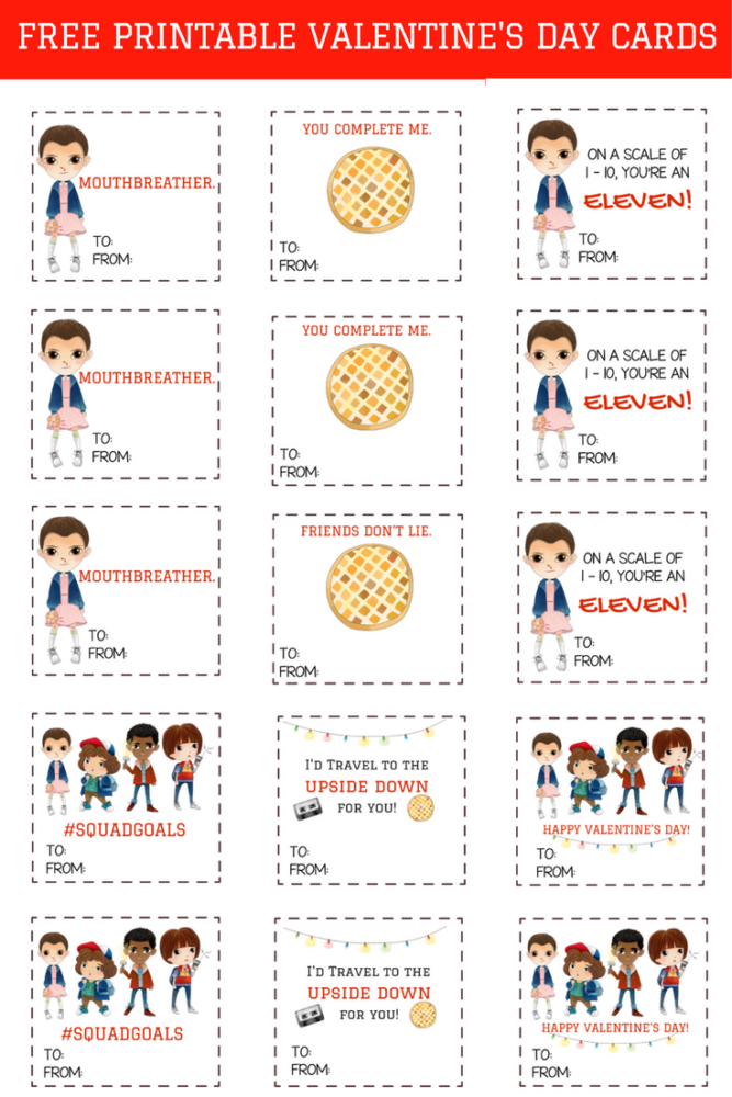 stranger things printable cards