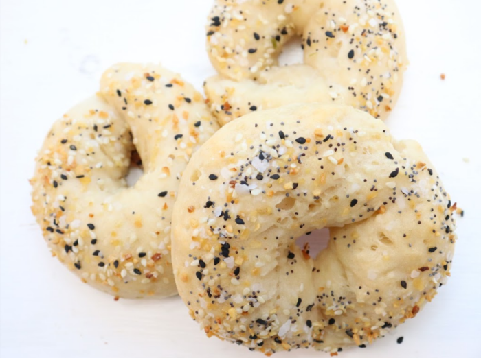 2 Ingredient dough bagels with everything seasoning