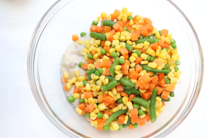 veggies and mushroom soup for weight watchers chicken pot pie in bowl