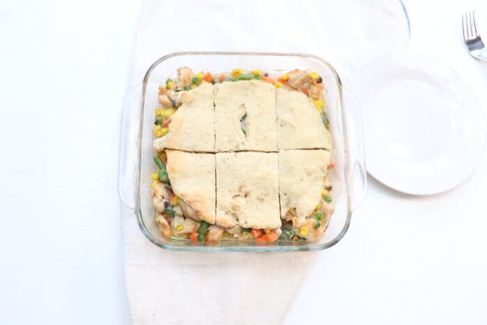 weight watchers chicken pot pie in casserole dish