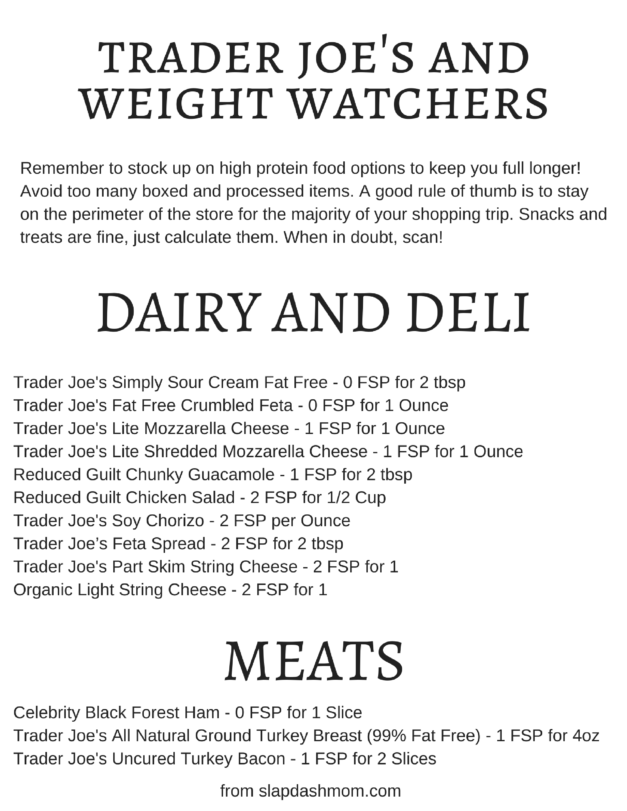 Weight Watchers Friendly Trader Joe's Shopping List Slap Dash Mom