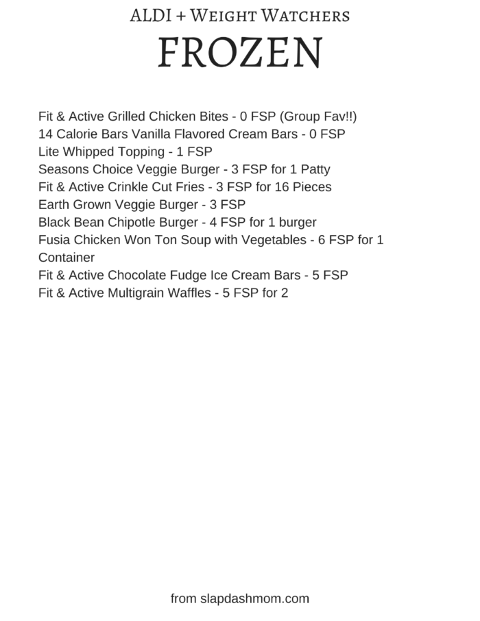 aldi weight watchers shopping list printable