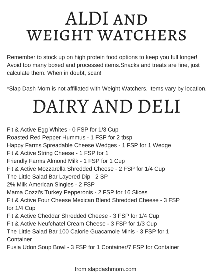 weight watchers aldi list