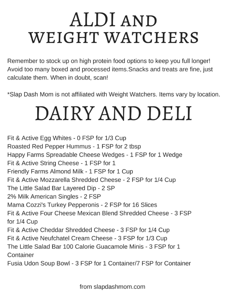 Weight Watchers Friendly ALDI Shopping List Slap Dash Mom
