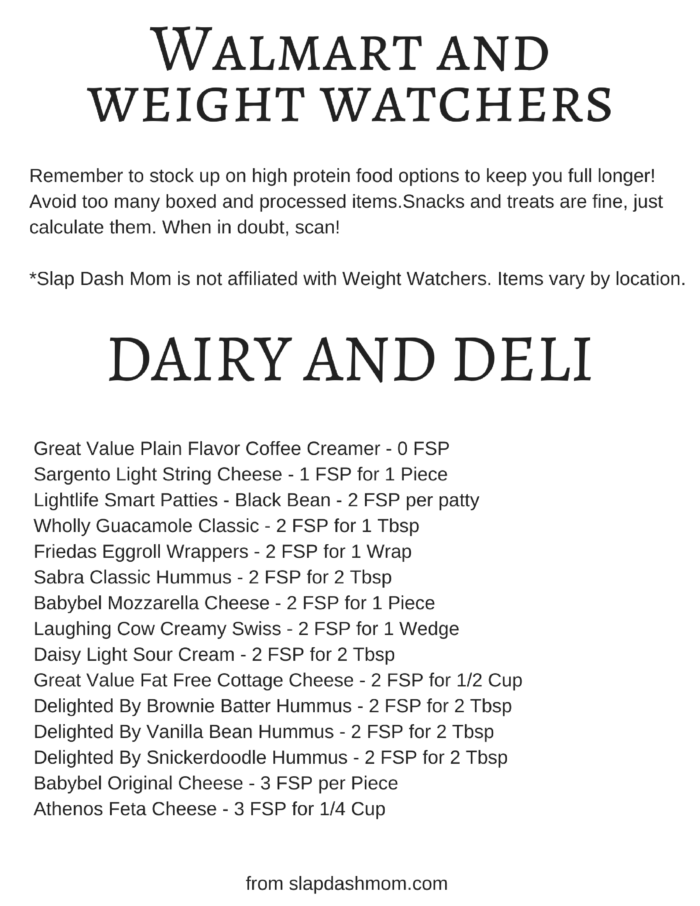 weight watchers walmart list