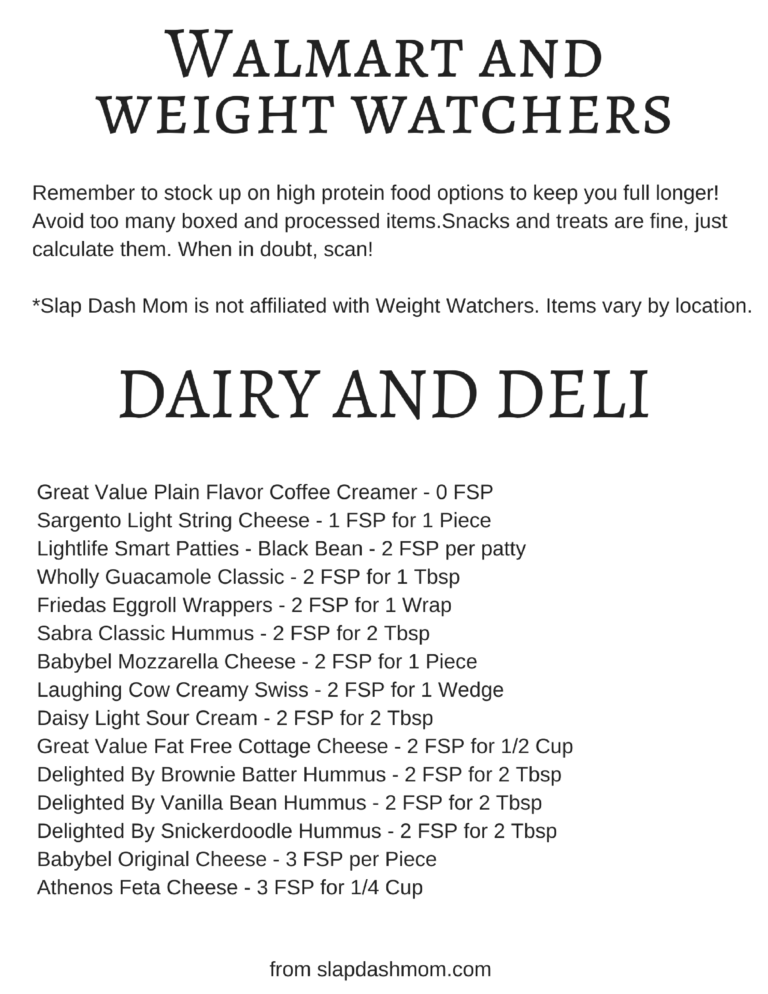 Weight Watchers Friendly Walmart Shopping List Slap Dash Mom