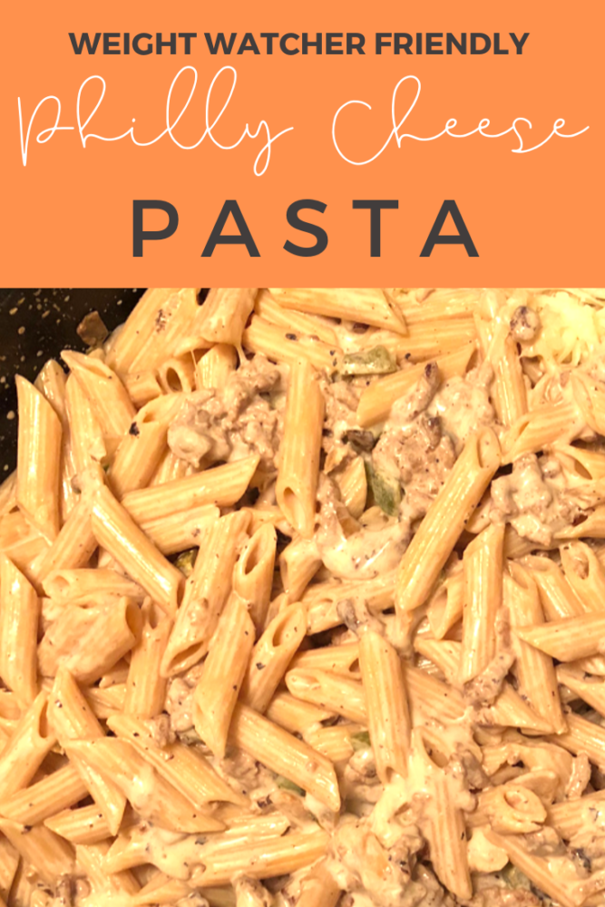 Philly Cheesesteak pasta is the perfect combination between a pasta dish and a cheesesteak! Although it's a little higher in points, this meal is totally worth it! Budget friendly and a one pot meal! #weightwatchers #onepotmeal #pasta #cheesesteak 