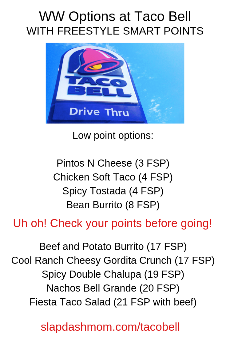 Weight Watchers Friendly Taco Bell Guide Slap Dash Mom