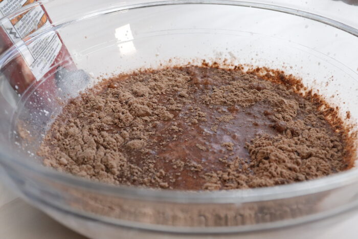 Chocolate pudding mix in a bowl for Chocolate mousse