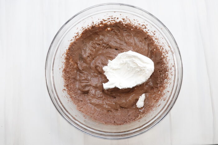 Cool whip in pudding mixture for quick Chocolate mousse