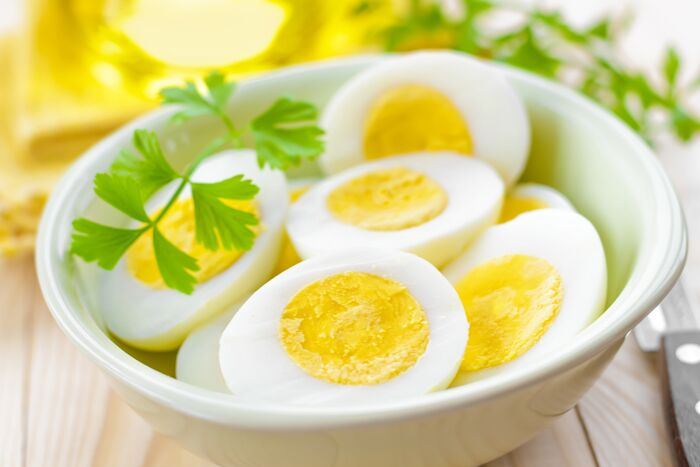 hard boiled eggs with garnish