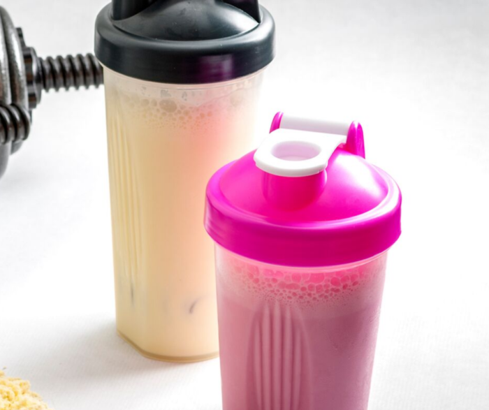 protein shakes in a shaker bottle