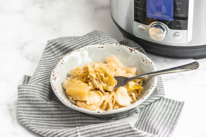 cabbage in a bowl as a instant pot thanksgiving side dish