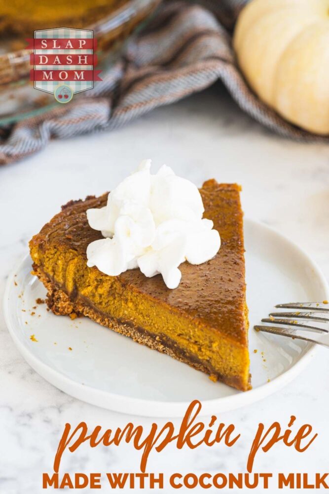 pumpkin pie with text overlay