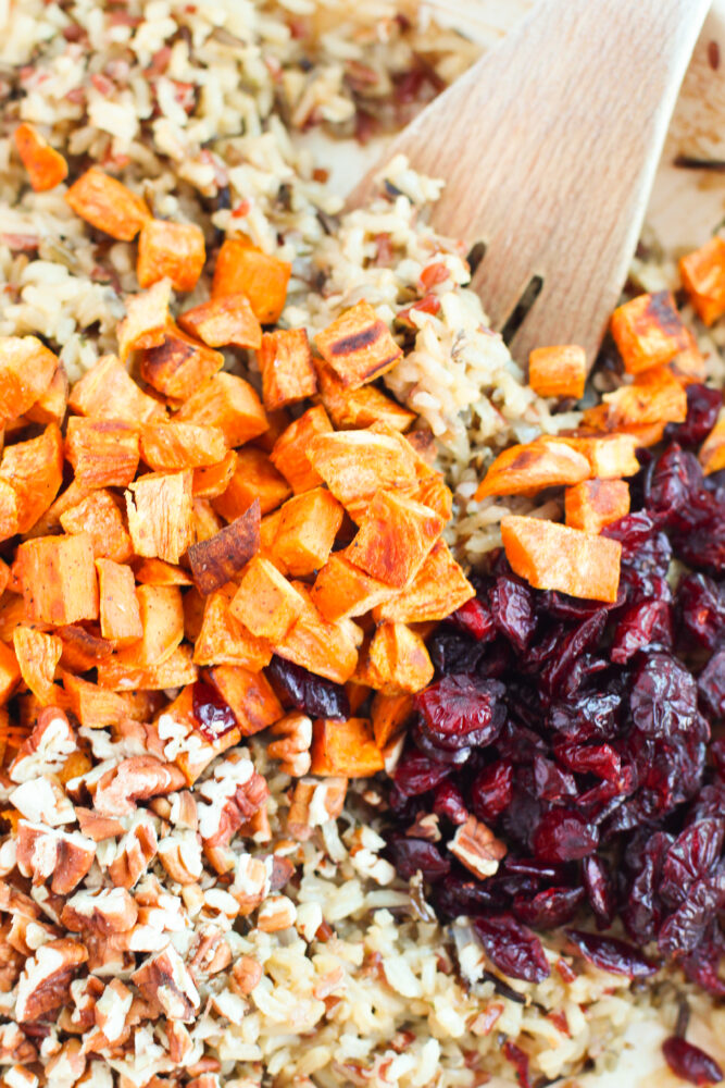 Roasted Sweet Potato Cranberry Wild Rice Salad