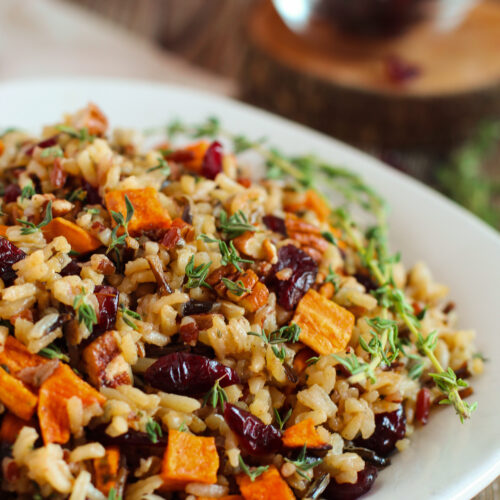 Roasted Sweet Potato Cranberry Wild Rice Salad