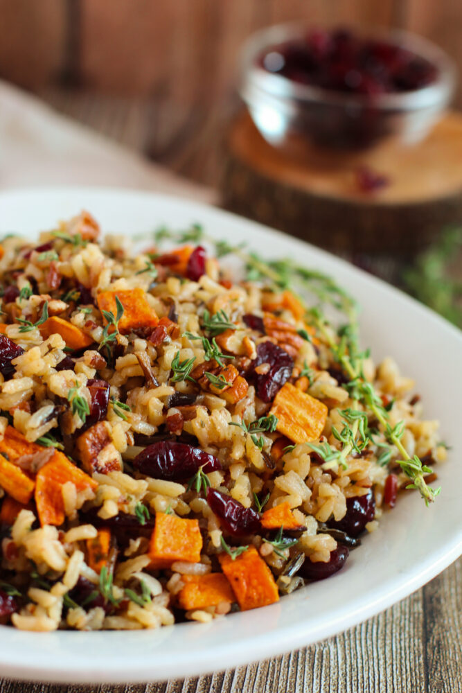 Roasted Sweet Potato Cranberry Wild Rice Salad