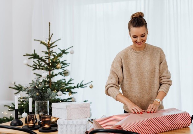 Woman Wrapping Gifts
